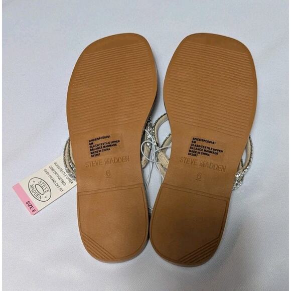 New Steve Madden Spice Bling Sandal Strappy Jewel Slide Square Toe Open 6 SF2367 - Picture 8 of 9